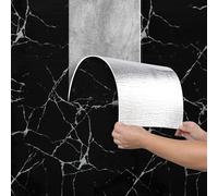 Camiraft Peel and Stick Wall Panels Self-Adhesive Marble Effect Wallpaper Waterproof Insulating Wall Paper 2.3mm Thick Contact Paper for Kitchen,Living Room,Bedroom,Ceilings,Cabinets,Black 40x300CM
