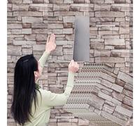 Camiraft Roman Grey Peel and Stick Wall Panels Self Adhesive Brick Effect Wallpaper 38x35cm 10PCS Removable Wall Tiles 3D Tile Brick Wall Sticker Waterproof PE Foam Panel