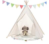 Camiraft Teepee Tent for Kids,Children Teepee Play Tents,Canvas Tipi Tent for Kids,White Play Tents Indoor Outdoor,Portable Foldable Princess Castle,Birthday Holiday Party, Polyester Fabric