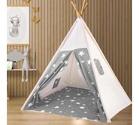 Camiraft Teepee Tent for Kids,Children Teepee Play Tents,Star Canvas Tipi Tent for Kids,White Play Tents Indoor Outdoor,Portable Foldable Princess Castle,Birthday Holiday Party,Polyester Fabric