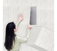 Camiraft White Peel and Stick Wall Panels Self Adhesive Brick Effect Wallpaper 38x35cm 10PCS Removable Wall Tiles 3D Tile Brick Wall Sticker Waterproof PE Foam Panel