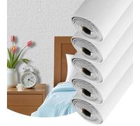 Camiraft White Self Adhesive Wallpaper for Bedroom Bathroom Ceiling Wallpaper Waterproof Lining Paper for Walls -5 Rolls=7m² Thermal Insulating Wall Paper for Bathroom,Kitchen,Living Room