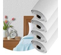 Camiraft White Self Adhesive Wallpaper for Bedroom Bathroom Ceiling Wallpaper Waterproof Lining Paper for Walls -4 Rolls=5.6m² Thermal Insulating Wall Paper for Bathroom,Kitchen,Living Room