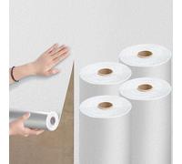 Camiraft White Self Adhesive Wallpaper for Bedroom Bathroom Thermal Insulating Wallpaper Waterproof Lining Paper for Walls -4 Rolls=5.6m² Textured Wall Paper for Bathroom,Kitchen,Living Room