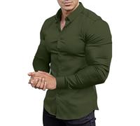 Camisas para Hombres Manga Larga Men's Muscle Fit Dress Shirts Work Collared Slim Fit Stretch Wrinkle Shirt Long Sleeve Casual Button Down Shirts Mint Green