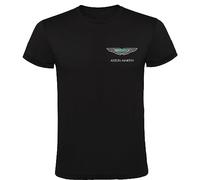 Camiseta Aston Martin Men's Black Logo 100% Cotton Sizes S M L XL XXL Short Sleeves T-Shirt, Black/White, L