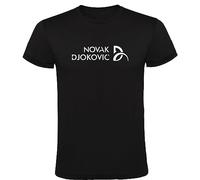 Camiseta Black Novak Djokovic Men's Logo 100% Cotton Sizes S M L XL XXL Short Sleeves, Black/White, L