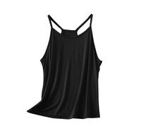 Camisole Top for Women Summer Sexy Spaghetti Strap Tank Tops Scoop Neck Yoga Running Workout Tops Loose Fit Tshirts/UK Size/Shipping 7 Days Black