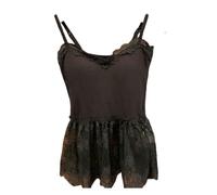 Camisole Tops For Women Women'S Lace-Trimmed Ruffled Camisole, Adjustable Thin Strap Sleeveless Top, Y2K Style Everyday Wear-black-One Size