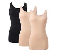 Camisole Vest Tops for Women Bamboo Rayon Soft Breathable Silky Smooth Women's Tank Stretch Slim Fit Basic Undershirts Sleeveless 3 Pack Layering, Lounge, Sleepwear
