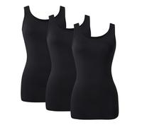 Camisole Vest Tops for Women Bamboo Rayon Soft Breathable Silky Smooth Women's Tank Stretch Slim Fit Basic Undershirts Sleeveless 3 Pack Layering, Lounge, Sleepwear Black