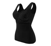 Camisoles with Built in Bra Tummy Control Compression Tank Tops for Women Body Shaper Padded Tanks Thermal Underwear Vest Seamless Cami Shaper Underskirts C-Black