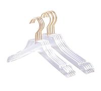 camister 5 Pcs Clear Acrylic Clothes Hanger with Gold , Transparent Shirts Dress Hanger with Notches for Lady Kids S
