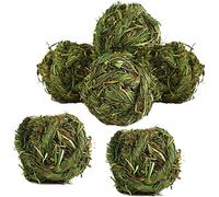 CAMITER 6pcs Rabbit Chew Ball Timothy Grass Grinding Small Animal Activity Play Chew Toys for Bunny Rabbits Hamster Guinea Pigs Gerbils