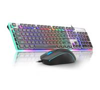 Camiysn Gaming Creamy Keyboard and Mouse, Black 104 Keys RGB and 6 Speed RGB Mouse Combo, Pudding Keycaps Silent Computer Keyboard for Computer/PC/Laptop/Mac/Windows/Office