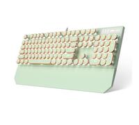Camiysn Green Retro Punk Mechanical Gaming Keyboard, 104 Keys Blue Switch Wired, White Backlit, Round Keycaps for Windows/Mac/PC