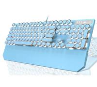 Camiysn Typewriter Style Mechanical Gaming Keyboard with Removable Magnetic Wrist Rest, Blue Retro Punk Gaming Keyboard with RGB Backlit, Clcky Blue Switches Cute Keyboard for Windows/Mac/PC