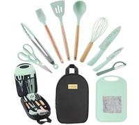 Camkinger Camping Accessories Kitchen Cooking Utensils Set - Portable Outdoor Camp Cookware Set, Silicone Camper Essentials Gear Must Have Supplies for Travel RV BBQ Grill Picnic Hiking