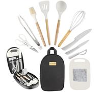 Camkinger Camping Accessories Kitchen Cooking Utensils Set - Portable Outdoor Camp Cookware Set, Silicone Camper Essentials Gear Must Have Supplies for Travel RV BBQ Grill Picnic Hiking