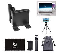 CAMKIX Mini Tripod and Smartphone Clip-On Holder - 1x Tabletop Extendable Tripod Photography, Vlogging, Online Meetings - 1x Adjustable Mount for Thin Laptop and Thick Desktop Monitors (up to 25mm)