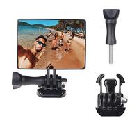 Camkix Selfie Flip Mirror - Compatible with Go Pro 9/8/7/6/5 Black, AKASO, DJI Osmo Action Cam, Xiaomi, Crosstour and Most Action Cameras - With Dual Cold Shoe Mount and Microphone Adapter Card Slot