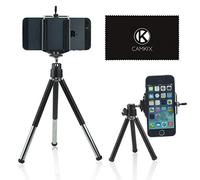 Camkix Universal Adjustable Tripod Kit including Tripod/Universal Phone Holder/Velvet Phone Bag/Microfiber Cleaning Cloth - Suitable for iPhone, Samsung and Most Other Phones (Black)