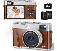 CAMKORY digital camera, 4k photo camera, 48 MP with 32 G card, auto focus optical viewfinder, 16x zoom camera, compact camera with battery, camera bag, flash, for beginners, teenagers.
