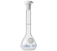 Camlab 3,3 Borosilicate Glass Volumetric Flask, With Polypropylene Stopper, Class A Certified, Chemically and Heat Resistant, 50ml Volumetric Flask, Pack of 1