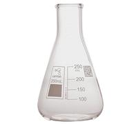 Camlab Graduated 3,3 Borosilicate Glass Erlenmeyer Flask, With Narrow Mouth, Conical Flask, Chemically Resistant and Heat Resistant, 250ml Glass Beaker, Pack of 1
