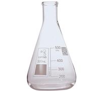 Camlab Graduated 3,3 Borosilicate Glass Erlenmeyer Flask, With Narrow Mouth, Conical Flask, Chemically Resistant and Heat Resistant, 500ml Glass Beaker, Pack of 1