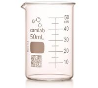 Camlab Graduated 3,3 Borosilicate Glass Low Form Beaker, With Spout, Griffin Beaker, Chemically Resistant and Heat Resistant, 50ml Glass Beaker, Pack of 1