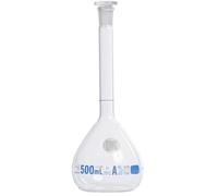 Camlab High Quality 3,3 Borosilicate Glass Volumetric Flask, With Polypropylene Stopper, Class A Certified, Chemically and Heat Resistant, 500ml Volumetric Flask, Pack of 1