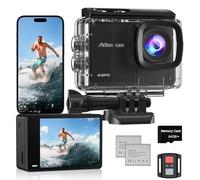 Camlance 4K 60FPS Action Camera with 64GB Card-48MP Waterproof Camera,40M Underwater Camera,8X Zoom,EIS Stabilization,WiFi,Remote Control,MotorcycleCamera with 2 Rechargeable Batteries