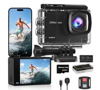 Camlance 4K 60FPS Action Camera with 64GB Card-48MP Waterproof Camera,40M Underwater Camera,8X Zoom,EIS Stabilization,WiFi,Remote Control,MotorcycleCamera with 2 Rechargeable Batteries