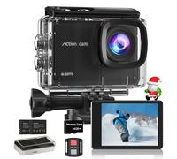 Camlance 4K 60FPS Action Camera with 64GB Card-48MP Waterproof Camera,40M Underwater Camera,8X Zoom,EIS Stabilization,WiFi,Remote Control,MotorcycleCamera with 2 Rechargeable Batteries