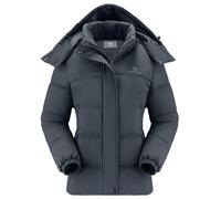 CAMLE CROWN Women's Puffer Jacket Coat Winter Warm Hooded Jacket Down Jacket Outerwear, Grey, Small