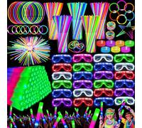 Camlinbo 148 PCS Glow in the Dark Party Supplies- 24 Pcs 16" Foam Glow Sticks, 24 Pcs LED Glasses, 100Pcs Glow Sticks Necklaces Bracelets Light Up Party Favors Pool Party Wedding Concert Halloween