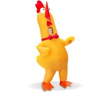 Camlinbo Inflatable Screaming Chicken Costume for Adults, Halloween Full Body Blow Up Costume Adults, Funny Halloween Inflatable for Cosplay Party Men Women