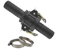 Camlock Hose Joining Fitting Cam & Groove Kit with 2X A2 Stainless Steel Jubilee Style Clips, Type E + C Coupling, Lay Flat Backwash Discharge Drainage Water Extraction, in Line Hose Repair (1.5”)