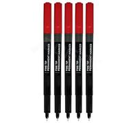 CAMMAR Permanent Marker Pens, RED, Fine Tip, Pack of 5, CD-DVD Marker Pens, UV Resistant Ink, Writes Most Surfaces, Waterproof Ink, iZOFAX Black Ball Pen