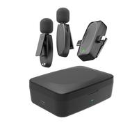Camnoon 2.4G Wireless Microphone System 1-Trigger-2 Clip-on Microphone for Phone 50M Transmission Range Replacement for iPhone 16/15/14/13/12/11 & Type-C Android Phones Cameras