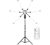 Camnoon Flexible 6-Arms LED Video Light 60W Fill Light 3000K/4000K/6000K with Phone Holder 1.6M/63in Metal Light Stand Remote Control for Wedding Portrait Product Photography