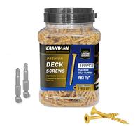 CAMNWAMN Deck Screws #8 x 1-1/2", 600 PCS, Wood Screws 1-1/2 Inch, Epoxy Coated, Rust Resistant Exterior Screws, Torx Drive Head, T25 Star Bit Included, Tan Outdoor Decking Screw for Wood Fence.