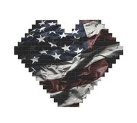 Camo American Flag Building Block Puzzle Heart Shaped Personalized Photo Building Blocks Puzzles Family Keepsake Diy Romantic Home Decor Anniversary Birthday Gifts For Her, Him, Lovers, Couples