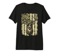 Camo American Flag Camouflage Buck Deer Hunting Patriotic Premium T-Shirt