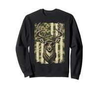 Camo American Flag Camouflage Buck Deer Hunting Patriotic Sweatshirt