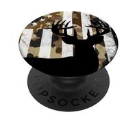 Camo American Flag Deer Elk Hunting USA for Hunter men PopSockets Adhesive PopGrip