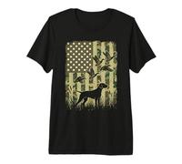 Camo American Flag Duck Hunting Dog Patriotic Hunter Premium T-Shirt