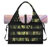 Camo American Flag Sports Duffle Bag with Shoe Compartment Camouflage Flag Weekend Overnight Bags Tote Cabin Luggage Bag for Gym Yoga Travel