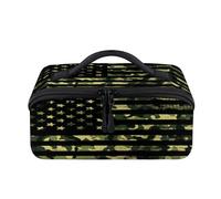 Camo American Flag Travel Makeup Bag Portable Camouflage Flag Waterproof Pouch Open Flat Toiletry Bags Toiletries Cosmetics Traveling Organizer for Women Men
